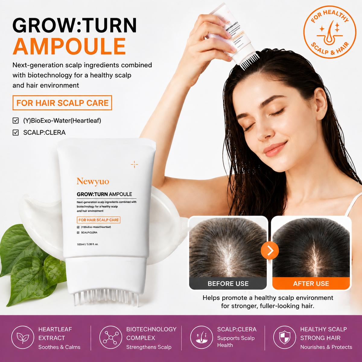 Newyuo Hair Growth Serum | Nourishing Scalp Treatment with Built-In Brush